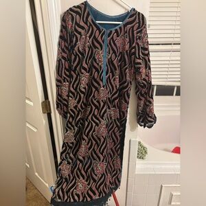 Floral Patterned Long Sleeve Dress velvet palachi dress sz 38 chest